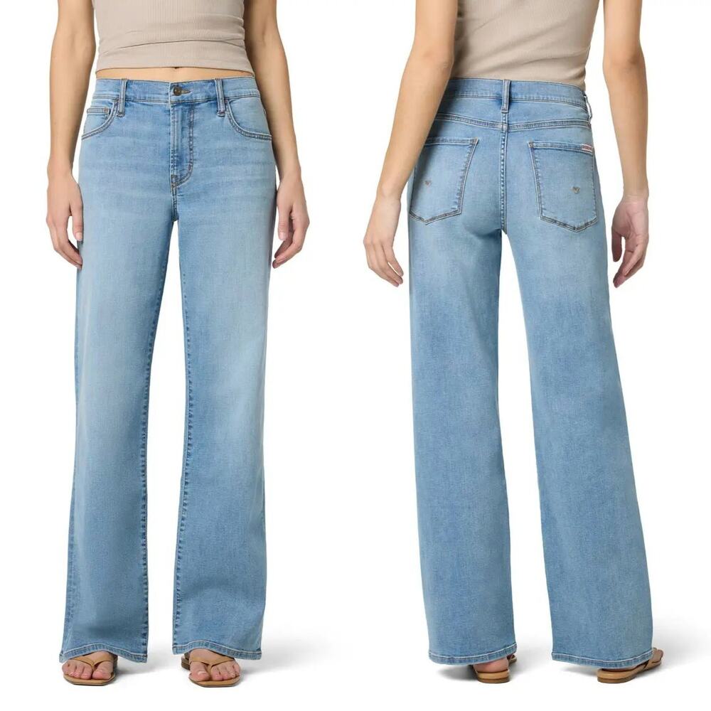 Hudson Rosalie High-Rise‎ Wide Leg Jeans Women 31 Lt Blue Stretch Boho Skater